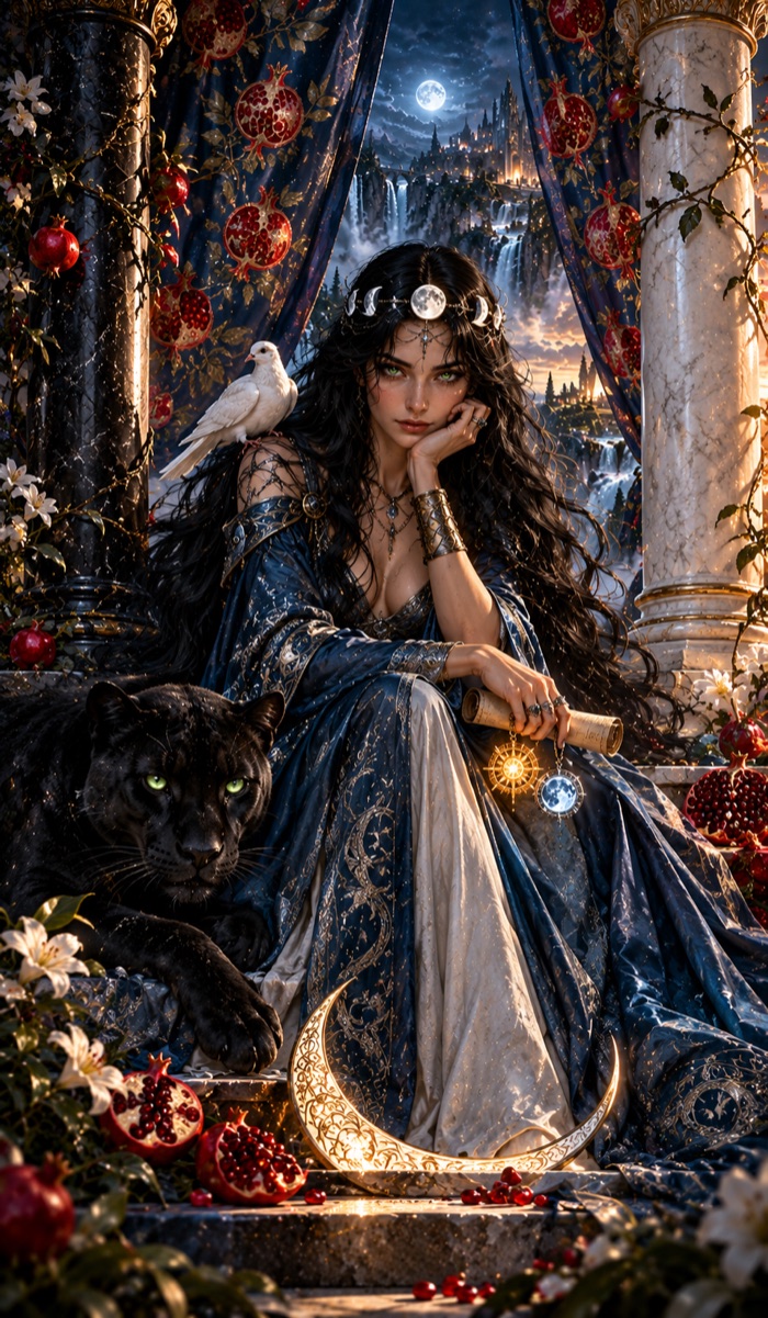The High Priestess tarot card (Freya) from the Eutheum deck