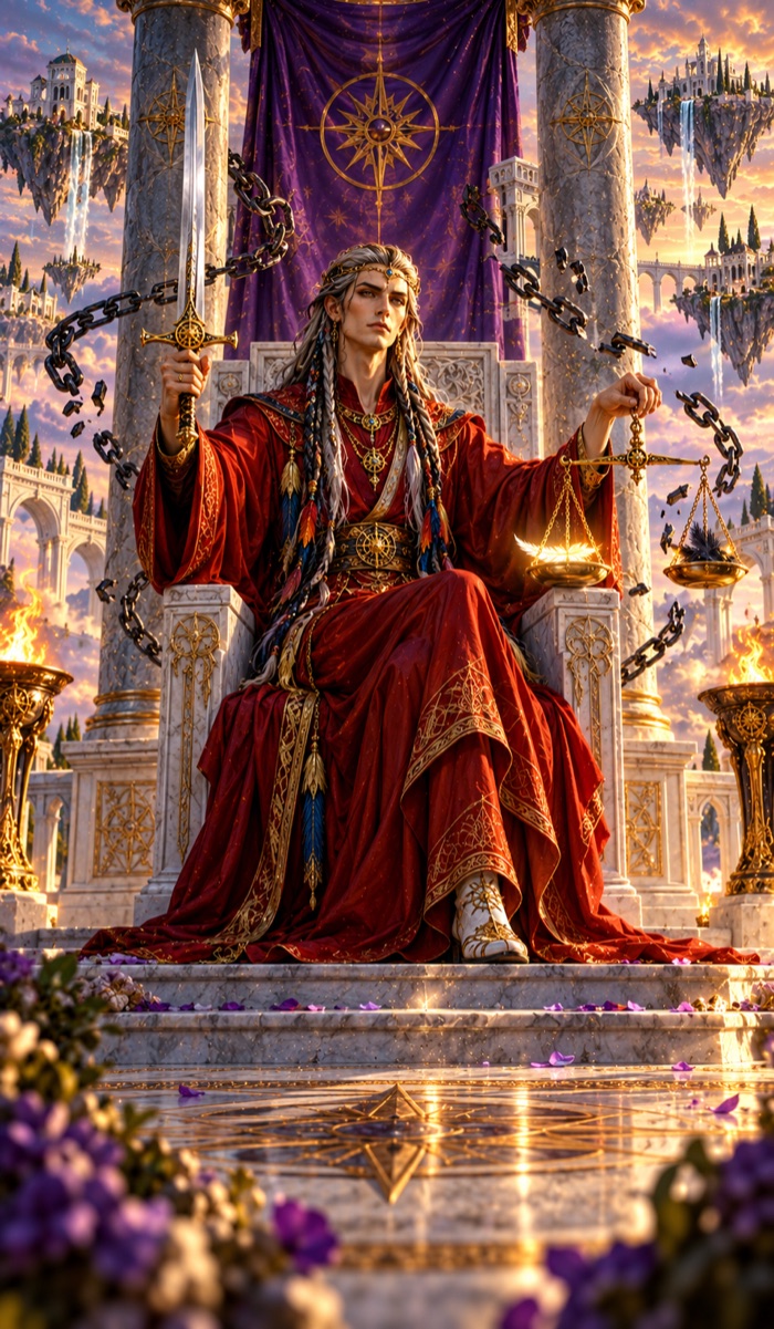 Justice tarot card (Ventuvius) from the Eutheum deck