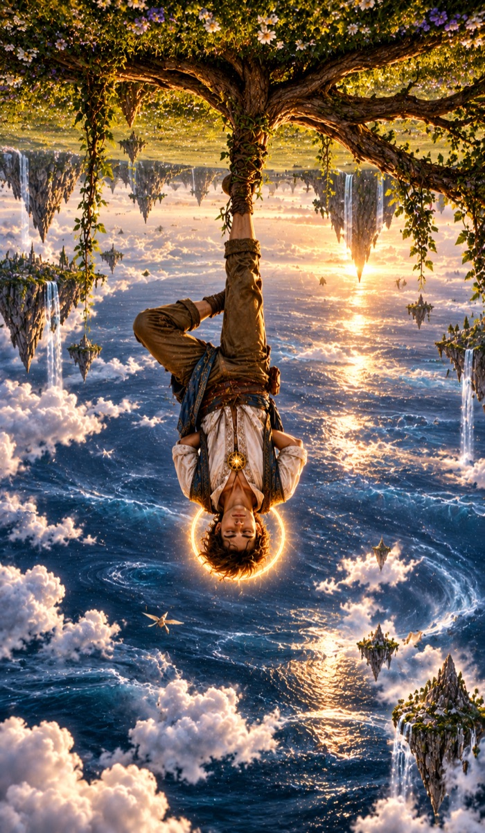 The Hanged Man tarot card (The Upside-Down Sea) from the Eutheum deck