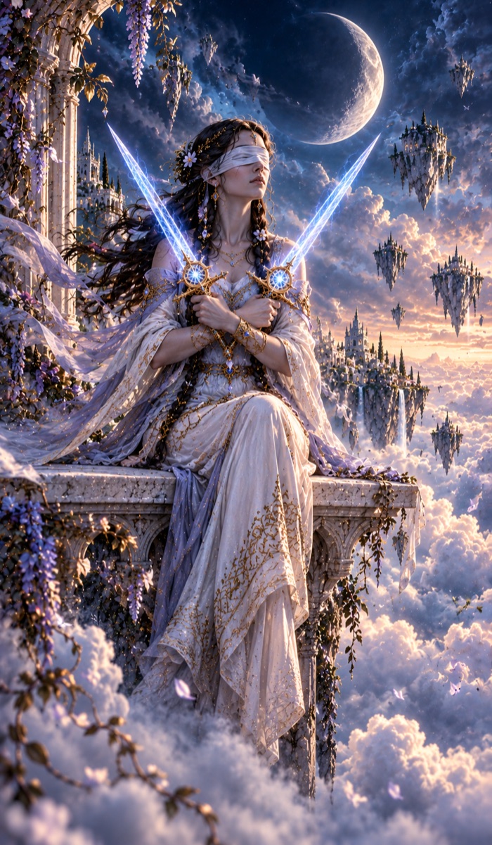 Two of Swords tarot card (Two of Air) from the Eutheum deck