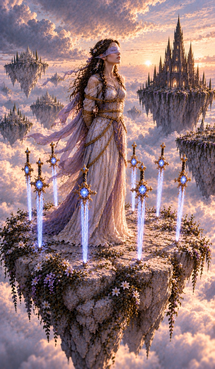 Eight of Swords tarot card (Eight of Air) from the Eutheum deck