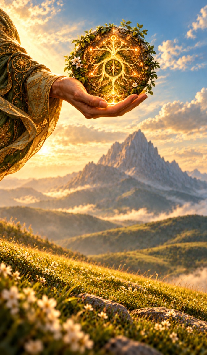 Ace of Pentacles tarot card (Ace of Earth) from the Eutheum deck